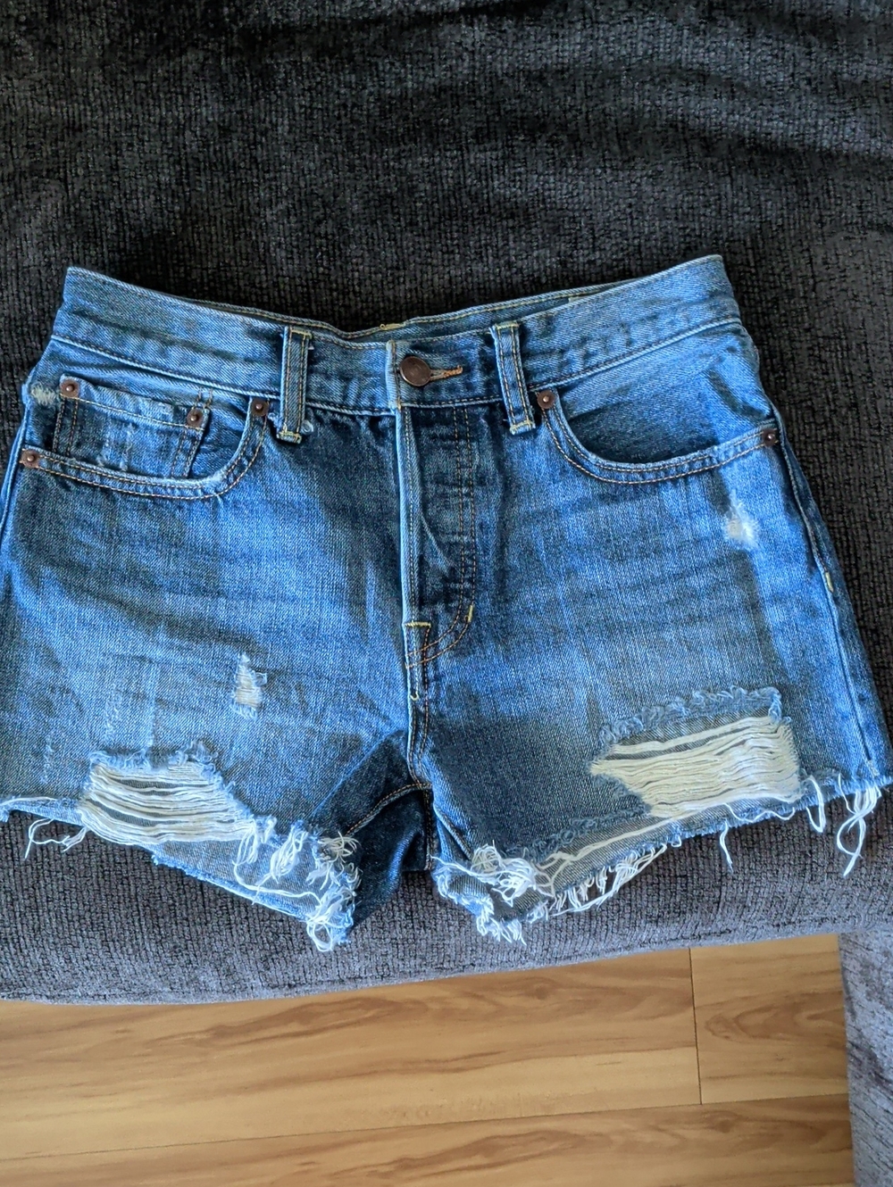 We The Free Classic Distressed Denim Shorts - Blue